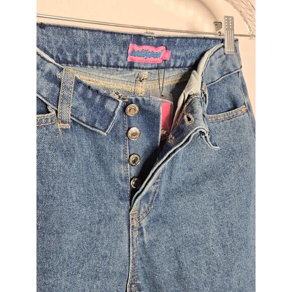 Edikted Raquel Folded Low-Rise Button Fly Jeans NEW XS - Picture 7 of 13